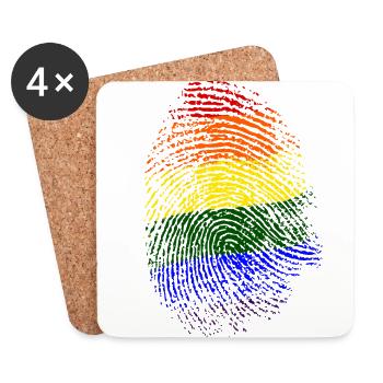 Fingerprint Pride Lgbtq Rainbow Transgender Bisexu - Untersetzer (4er-Set) - Weiß - Vorne