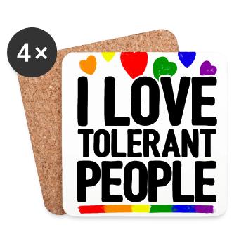 I Love Tolerant People Bisexual Gay Pansexual Rain - Untersetzer (4er-Set) - Weiß - Vorne