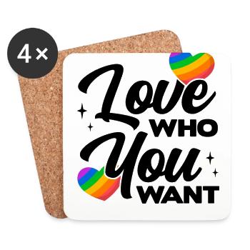 Love Who You Want Lgbtq Diversity Rainbow Pride Ga - Untersetzer (4er-Set) - Weiß - Vorne