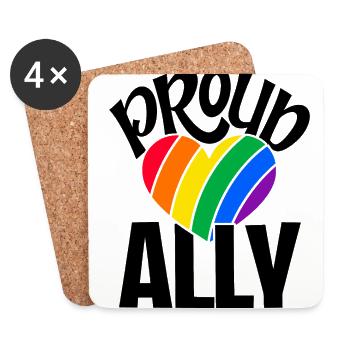 Proud Ally Rainbow Lgbtq Gay Diversity Transgender - Untersetzer (4er-Set) - Weiß - Vorne