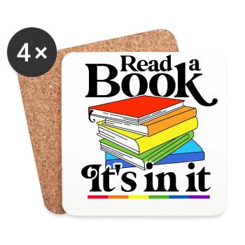 Read A Book It's In It Gay Pride Rainbow Lgbtq Tra - Untersetzer (4er-Set) - Weiß - Vorne