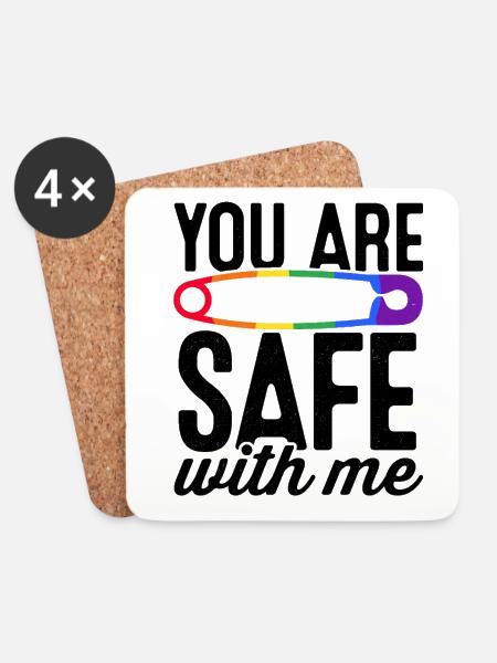You Are Safe With Me Rainbow Pride Lgbtq Gay Trans - Untersetzer (4er-Set) - Weiß