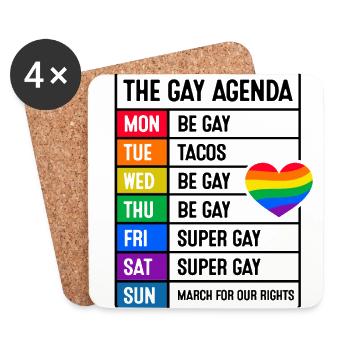 The Gay Agenda Be Gay Pride Bisexual Love Rainbow - Untersetzer (4er-Set) - Weiß - Vorne