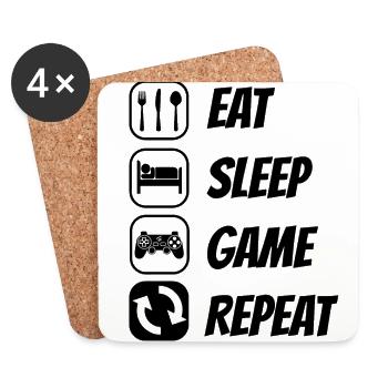 Eat Sleep Repeat Video Game Player Gaming Gamer Pc - Untersetzer (4er-Set) - Weiß - Vorne