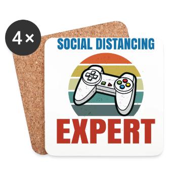 Social Distancing Expert Video Game Player Gaming - Untersetzer (4er-Set) - Weiß - Vorne