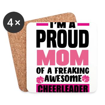 I'm A Proud Mom Of A Freaking Awesome Cheerleader - Untersetzer (4er-Set) - Weiß - Vorne