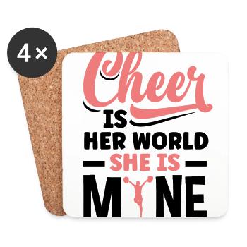 Cheer Is Her World She Is Mine Cheerleading Cheerd - Untersetzer (4er-Set) - Weiß - Vorne