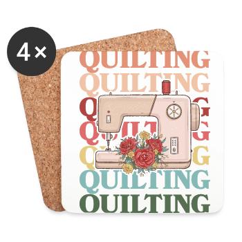 Retro Graphic Knitting Wool Quilting Stitching Sew - Untersetzer (4er-Set) - Weiß - Vorne