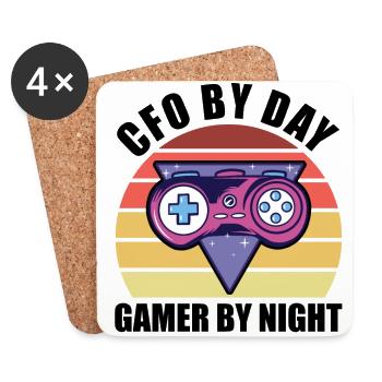 CFO By Day Gamer By Night Video Game Player Gaming - Untersetzer (4er-Set) - Weiß - Vorne
