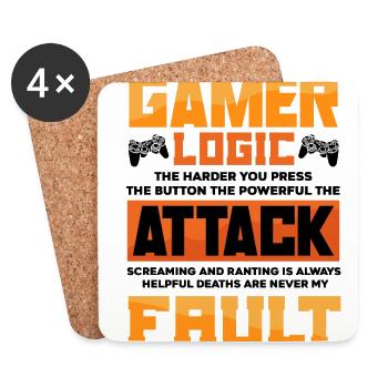 Gamer Logic The Harder You Press The Button Video - Untersetzer (4er-Set) - Weiß - Vorne