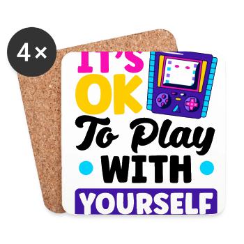 It's Okay To Play With Yourself Video Game Player - Untersetzer (4er-Set) - Weiß - Vorne