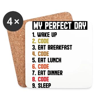 My Perfect Day Wake Up Code Software Developer Pro - Untersetzer (4er-Set) - Weiß - Vorne
