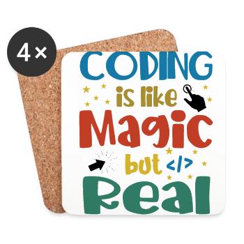 Coding Is Like Magic Coder Programmer Computer Gee - Untersetzer (4er-Set) - Weiß - Vorne
