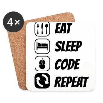 Eat Sleep Code Repeat Coder Programmer Software De - Untersetzer (4er-Set) - Weiß - Vorne