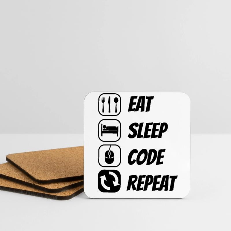 Eat Sleep Code Repeat Coder Programmer Software De Untersetzer (4er-Set)