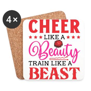 Cheer Like A Beauty Train Like A Beast Cheerleadin - Untersetzer (4er-Set) - Weiß - Vorne