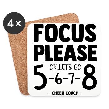 Focus Please Ok Let's Go Cheer Coach Cheerleading - Untersetzer (4er-Set) - Weiß - Vorne