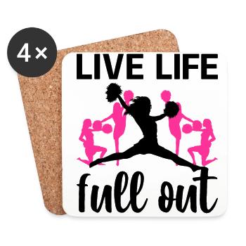 Live Life Full Out Cheerleader Cheerleading Gymnas - Untersetzer (4er-Set) - Weiß - Vorne
