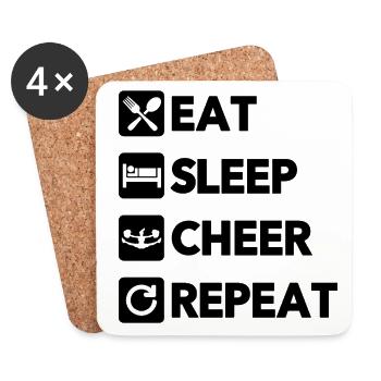 Eat Sleep Cheer Repeat Cheerleading Cheerleader Gy - Untersetzer (4er-Set) - Weiß - Vorne
