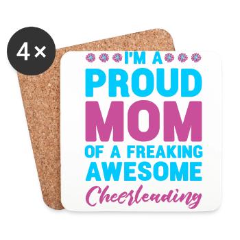I'm A Proud Mom Of A Freaking Awesome Cheerleader - Untersetzer (4er-Set) - Weiß - Vorne
