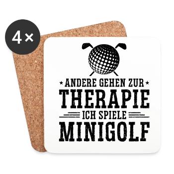 Andere Gehen Zur Therapie Ich Spiele Minigolf Golf - Untersetzer (4er-Set) - Weiß - Vorne
