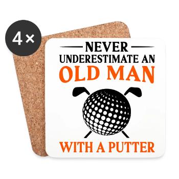 Never Underestimate And Old Man With A Putter Golf - Untersetzer (4er-Set) - Weiß - Vorne