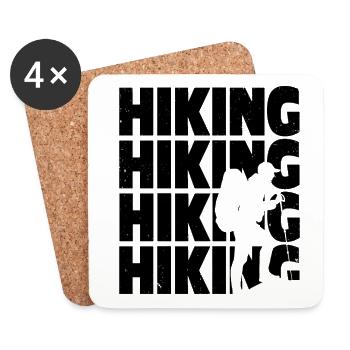 Retro Graphic Hiking Hiker Mountaineering Trekking - Untersetzer (4er-Set) - Weiß - Vorne