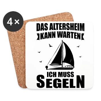 Das Altersheim Kann Warten Ich Muss Segeln Schiff - Untersetzer (4er-Set) - Weiß - Vorne