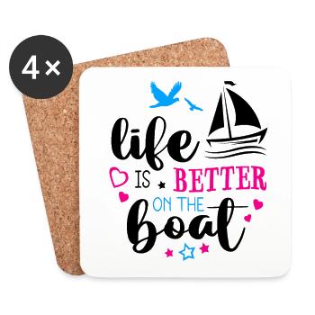 Life Is Better On The Boat Sailboat Captain Sailin - Untersetzer (4er-Set) - Weiß - Vorne