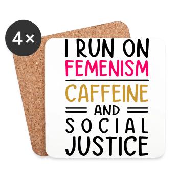 I Run On Feminism Caffeine And Social Justice Gay - Untersetzer (4er-Set) - Weiß - Vorne