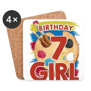 Birthday Girl 7 Painting Artisti Artwork Brushing - Untersetzer (4er-Set) - Weiß - Vorne