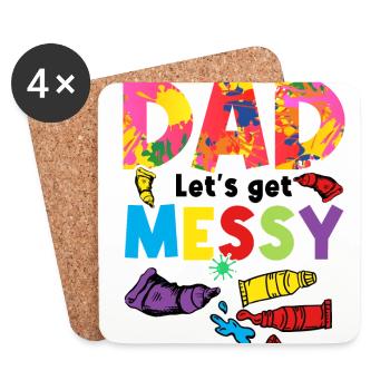 Dad Let's Get Messy Painter Artist Brush Colors Pa - Untersetzer (4er-Set) - Weiß - Vorne