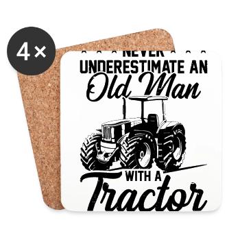 Never Underestimate An Old Man With A Tractor Agri - Untersetzer (4er-Set) - Weiß - Vorne
