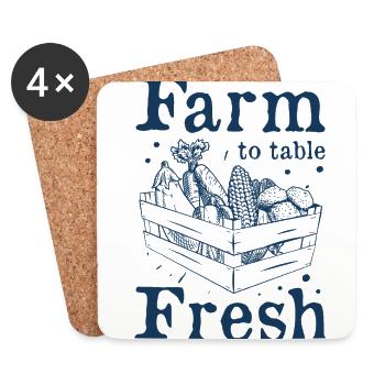 Farm To Table Fresh Graphic Tractor Tractor Drivin - Untersetzer (4er-Set) - Weiß - Vorne