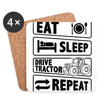 Eat Sleep Drive Tractor Repeat Farmer Agriculture - Untersetzer (4er-Set) - Weiß - Vorne