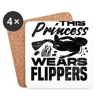 This Prince Wears Flippers Diver Scuba Diver Divin - Untersetzer (4er-Set) - Weiß - Vorne