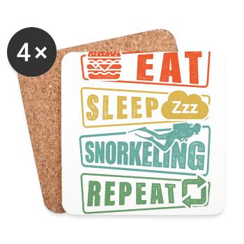 Eat Sleep Snorkel Repeat Scuba Diver Diving Snorke - Untersetzer (4er-Set) - Weiß - Vorne