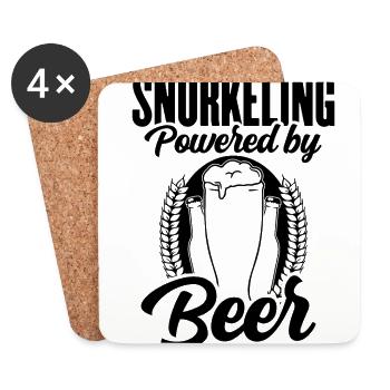 Snorkeling Powered By Beer Snorkel Scuba Diver Div - Untersetzer (4er-Set) - Weiß - Vorne