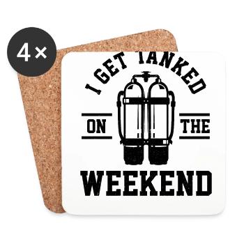 I Get Tanked On The Weekends Scuba Diver Diving Sn - Untersetzer (4er-Set) - Weiß - Vorne
