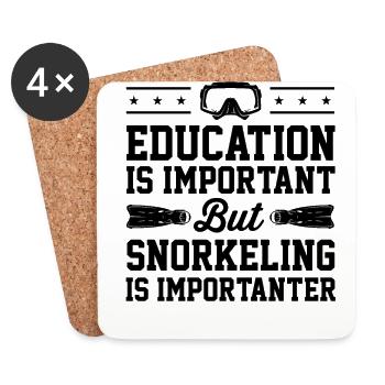 Education Is Important But Snorkeling Is Important - Untersetzer (4er-Set) - Weiß - Vorne