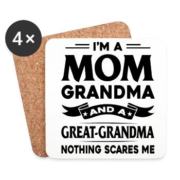 I'm A Grandma And A Great Grandma Nothing Scares M - Untersetzer (4er-Set) - Weiß - Vorne