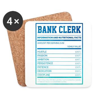 Bank Clerk Information And Nutritional Facts Bookk - Untersetzer (4er-Set) - Weiß - Vorne