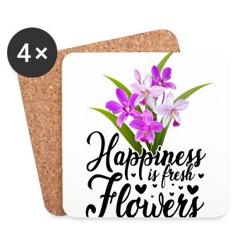 Happiness Is Fresh Flowers Gardener Botancial Plan - Untersetzer (4er-Set) - Weiß - Vorne