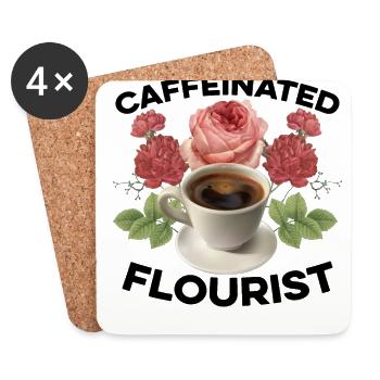 Caffeinated Florist Gardener Botanical Plant Lover - Untersetzer (4er-Set) - Weiß - Vorne