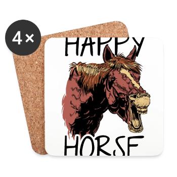Happy Horse Graphic Horse Lover Equestrian Rider H - Untersetzer (4er-Set) - Weiß - Vorne
