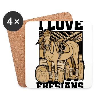 I Love Fresians Equestrian Horse Lover Horse Ridin - Untersetzer (4er-Set) - Weiß - Vorne