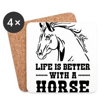 Life Is Better With Horses Equestrian Horse Rider - Untersetzer (4er-Set) - Weiß - Vorne