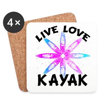 Live Love Kayak Kayaking Rowing Rower Canoe Rower - Untersetzer (4er-Set) - Weiß - Vorne