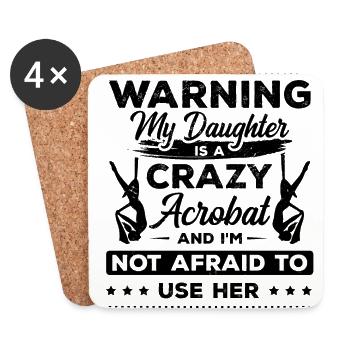 Warning My Daughter Is A Crazy Acrobat Acrobatics - Untersetzer (4er-Set) - Weiß - Vorne