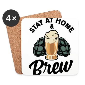Stay At Home And Brew Homebrewing Brewery Brew Bee - Untersetzer (4er-Set) - Weiß - Vorne